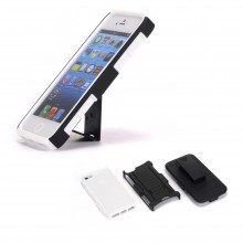 Walleva Black Shock Resistant+Holster+Stand Case For iPhone 5/5S With Belt Clip